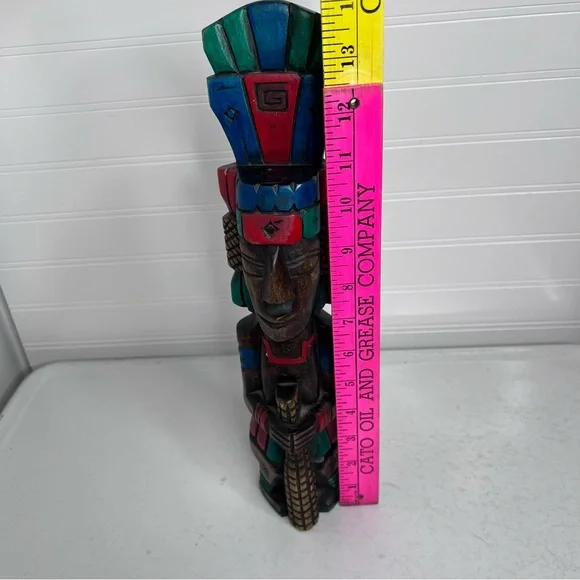 aztec wooden carved wood painted totem - Picture 13 of 13